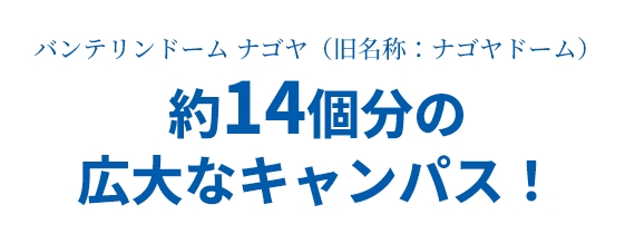 バンテリンドーム ナゴヤ（旧名称：ナゴヤドーム）約14個分の<br>広大なキャンパス！